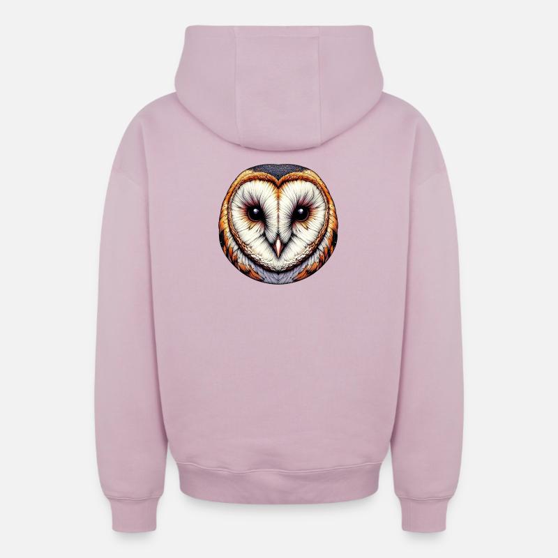 Chouette effraie - Sweat à capuche unisexe zippé oversize épais SPREAD - rose poudré