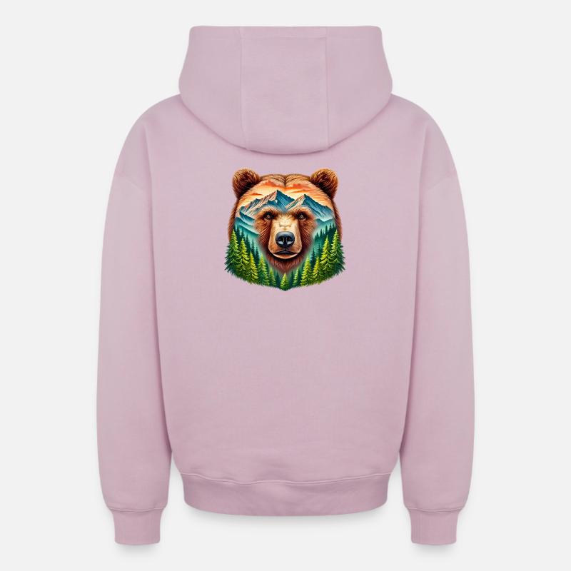 Ours - Sweat à capuche unisexe zippé oversize épais SPREAD - rose poudré