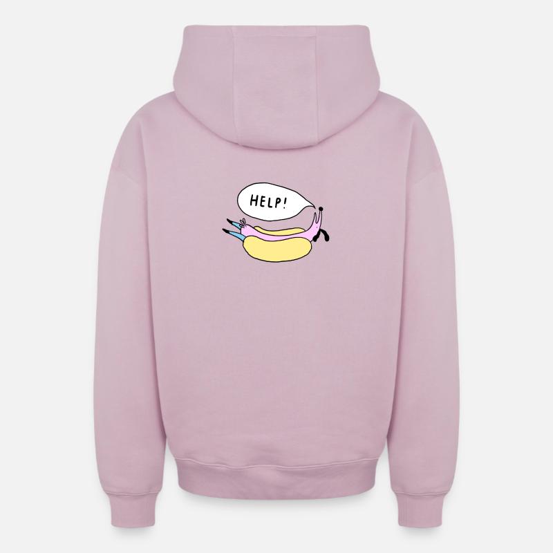 Help_Hot_Dog - Sweat à capuche unisexe zippé oversize épais SPREAD - rose poudré