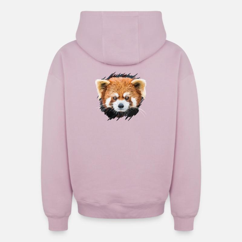 Petit panda - Sweat à capuche unisexe zippé oversize épais SPREAD - rose poudré