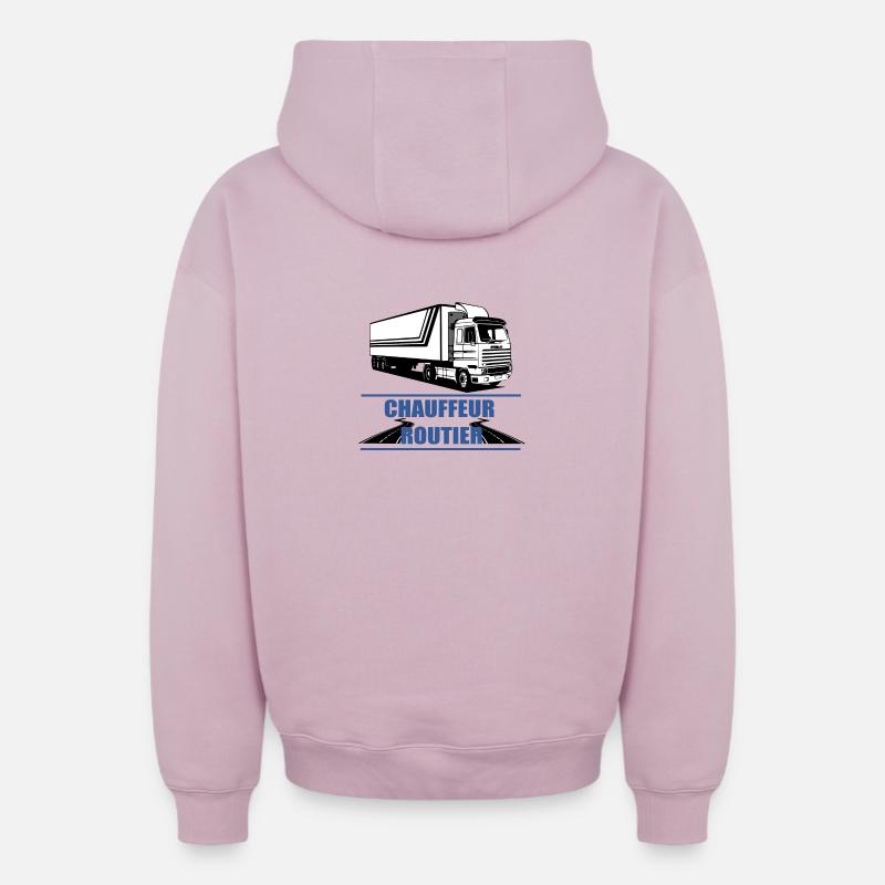Chauffeur routier - Sweat à capuche unisexe zippé oversize épais SPREAD - rose poudré