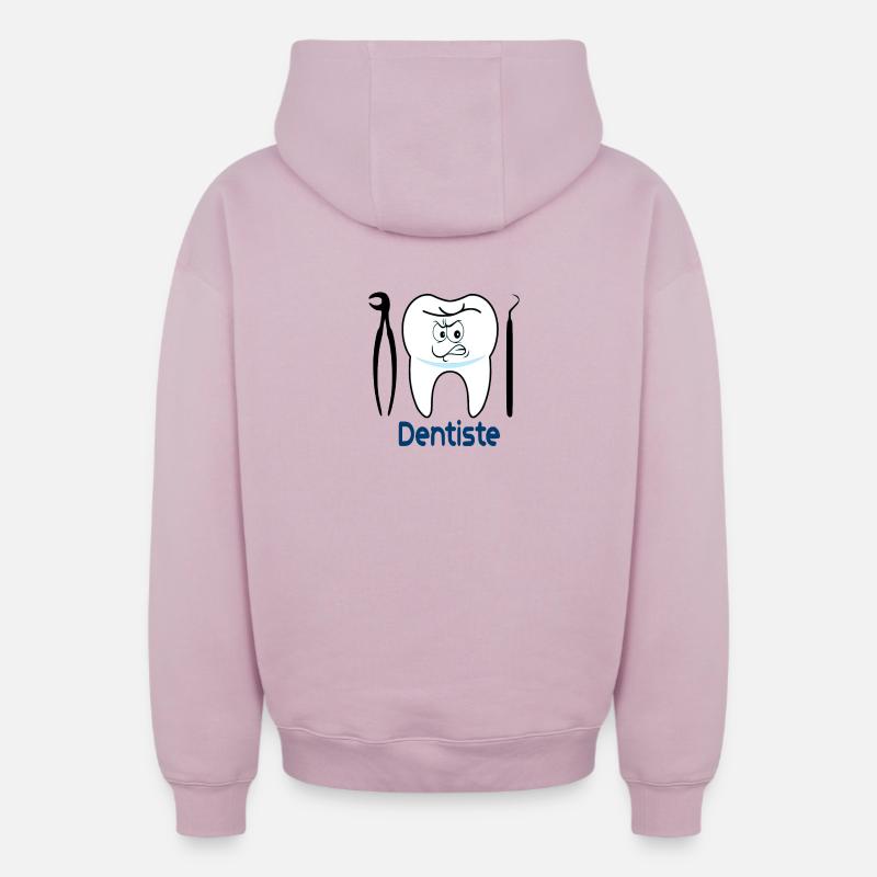 Dentiste - Sweat à capuche unisexe zippé oversize épais SPREAD - rose poudré