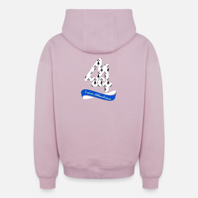 Loire Atlantique - Sweat à capuche unisexe zippé oversize épais SPREAD - rose poudré