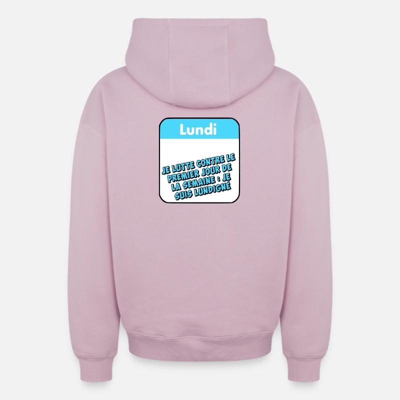 Lundi - Sweat à capuche unisexe zippé oversize épais SPREAD - rose poudré
