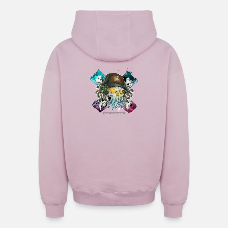 Freakhead cthulhique - Sweat à capuche unisexe zippé oversize épais SPREAD - rose poudré