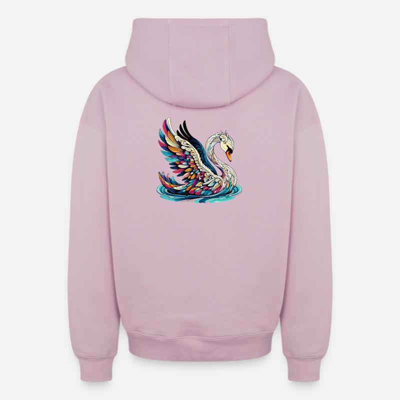 Cygne - Sweat à capuche unisexe zippé oversize épais SPREAD - rose poudré