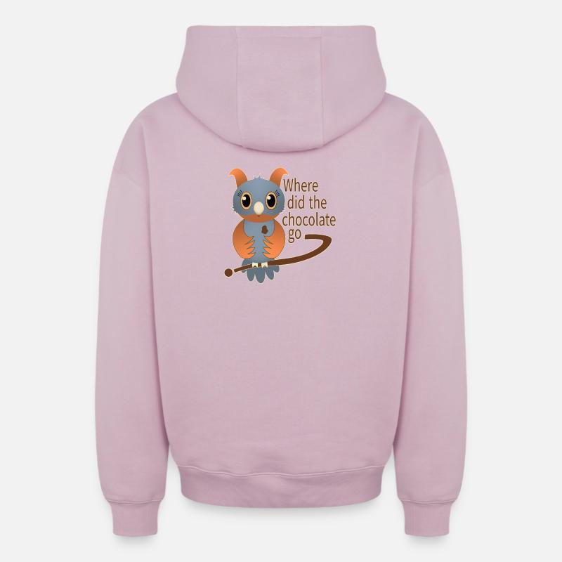 Bleu chocolat - Sweat à capuche unisexe zippé oversize épais SPREAD - rose poudré