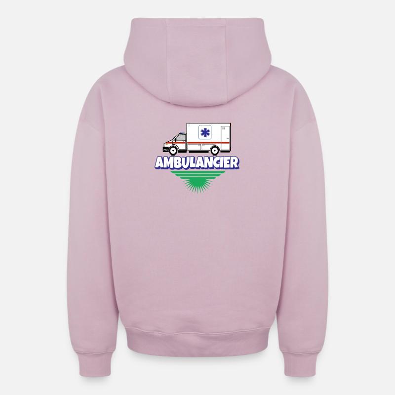 Ambulancier - Sweat à capuche unisexe zippé oversize épais SPREAD - rose poudré