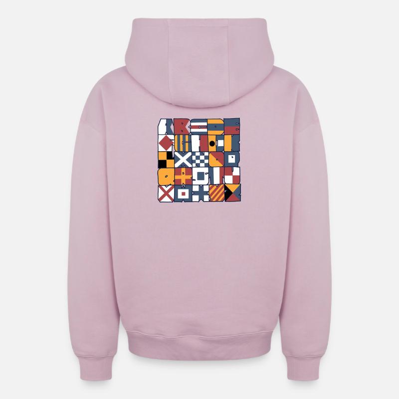 drapeaux nautiques - Sweat à capuche unisexe zippé oversize épais SPREAD - rose poudré