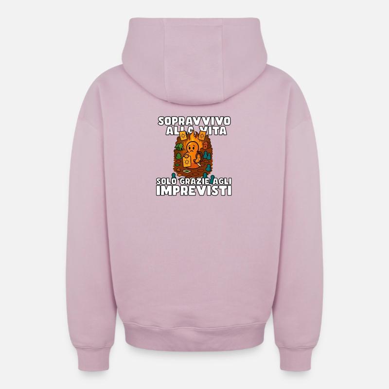 Je survis grâce à l’inattendu - Sweat à capuche unisexe zippé oversize épais SPREAD - rose poudré