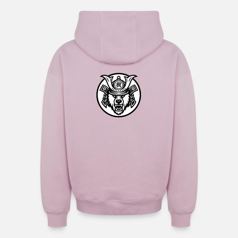 Ours Samuraï Ju-1 - Sweat à capuche unisexe zippé oversize épais SPREAD - rose poudré