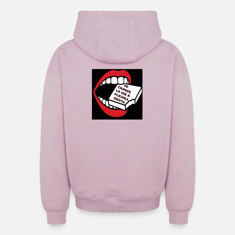 La vie est belle - Sweat à capuche unisexe zippé oversize épais SPREAD - rose poudré