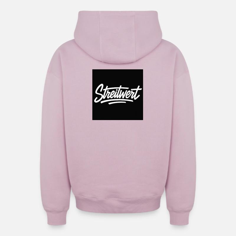 Logo Contested Script Noir - Sweat à capuche unisexe zippé oversize épais SPREAD - rose poudré