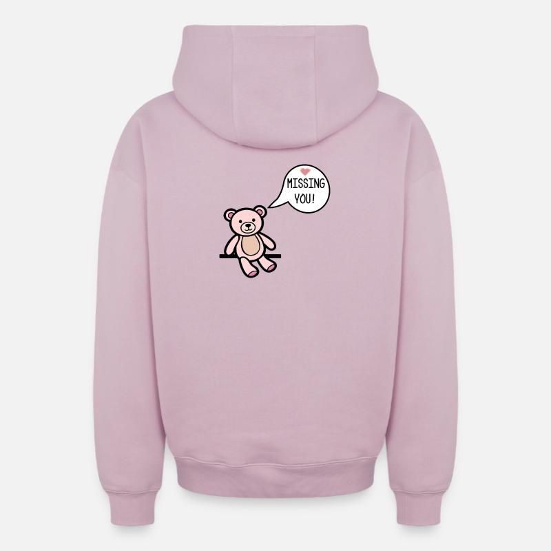 Tu me manque - Sweat à capuche unisexe zippé oversize épais SPREAD - rose poudré