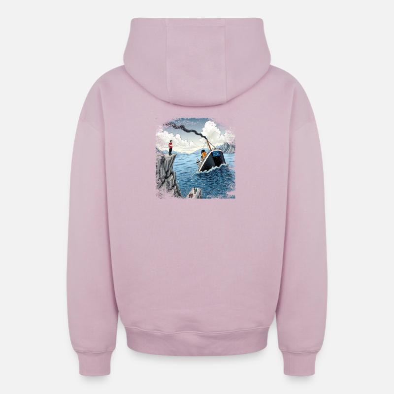 Satire sur la neutralité suisse - Sweat à capuche unisexe zippé oversize épais SPREAD - rose poudré