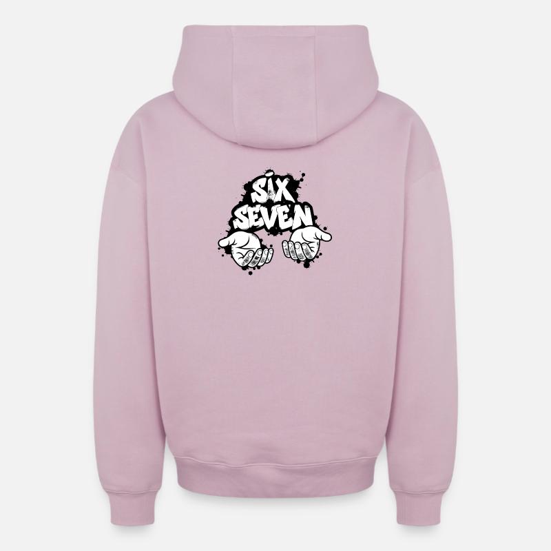 Six Seven Graffiti - Sweat à capuche unisexe zippé oversize épais SPREAD - rose poudré