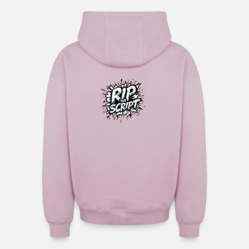 Rip the Script Burst - Sweat à capuche unisexe zippé oversize épais SPREAD - rose poudré