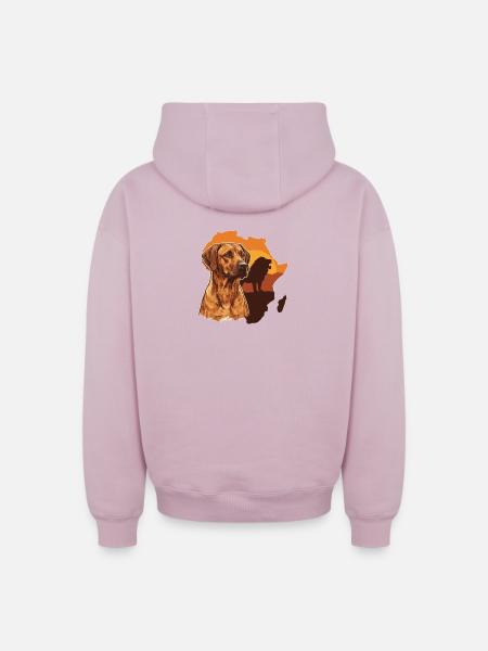 Rhodesian Ridgeback - Oversized Heavyweight Unisex Zip Hoodie - dusky pink