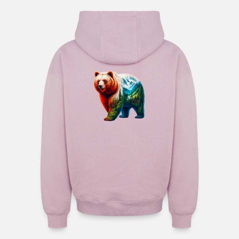 Ours - Sweat à capuche unisexe zippé oversize épais SPREAD - rose poudré