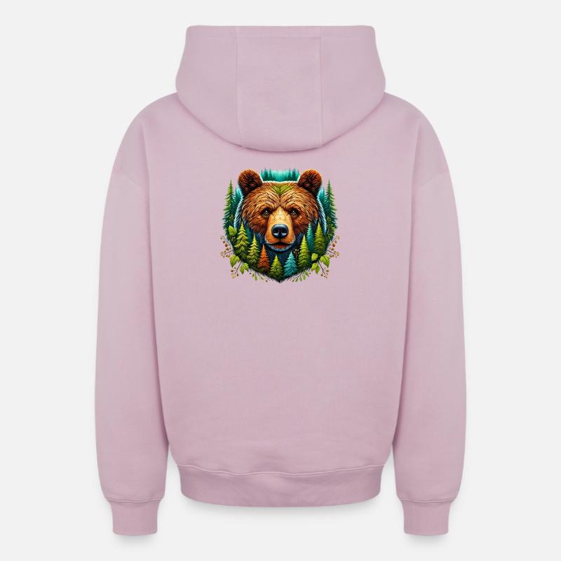 Ours - Sweat à capuche unisexe zippé oversize épais SPREAD - rose poudré