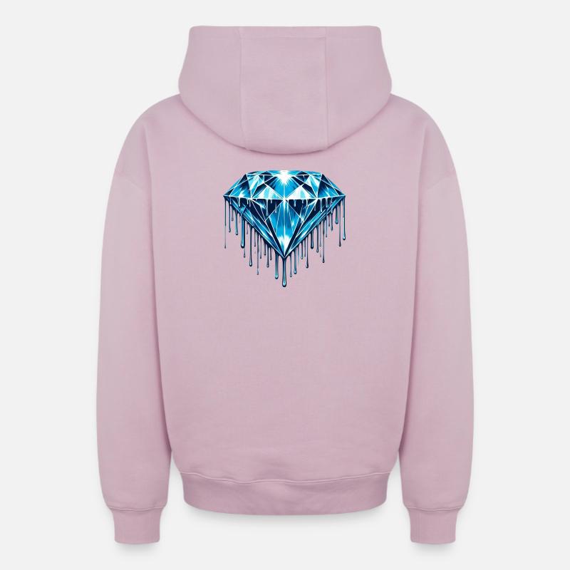 Diamant - Sweat à capuche unisexe zippé oversize épais SPREAD - rose poudré