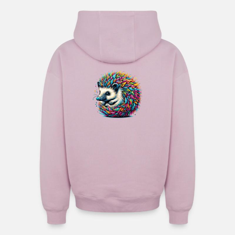 Hérisson - Sweat à capuche unisexe zippé oversize épais SPREAD - rose poudré