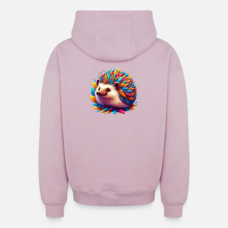 Hérisson - Sweat à capuche unisexe zippé oversize épais SPREAD - rose poudré