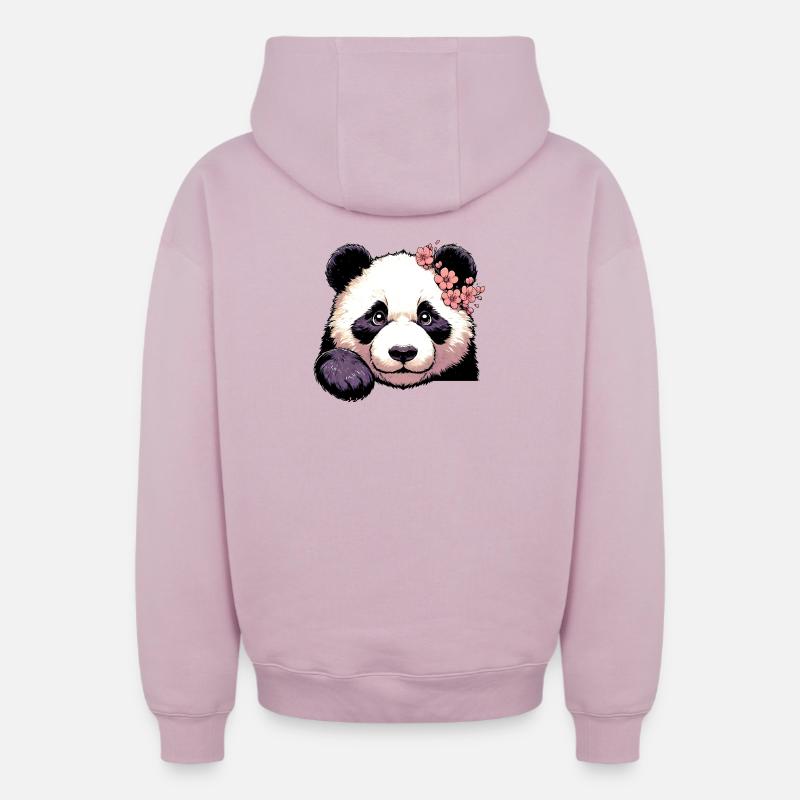Panda - Sweat à capuche unisexe zippé oversize épais SPREAD - rose poudré