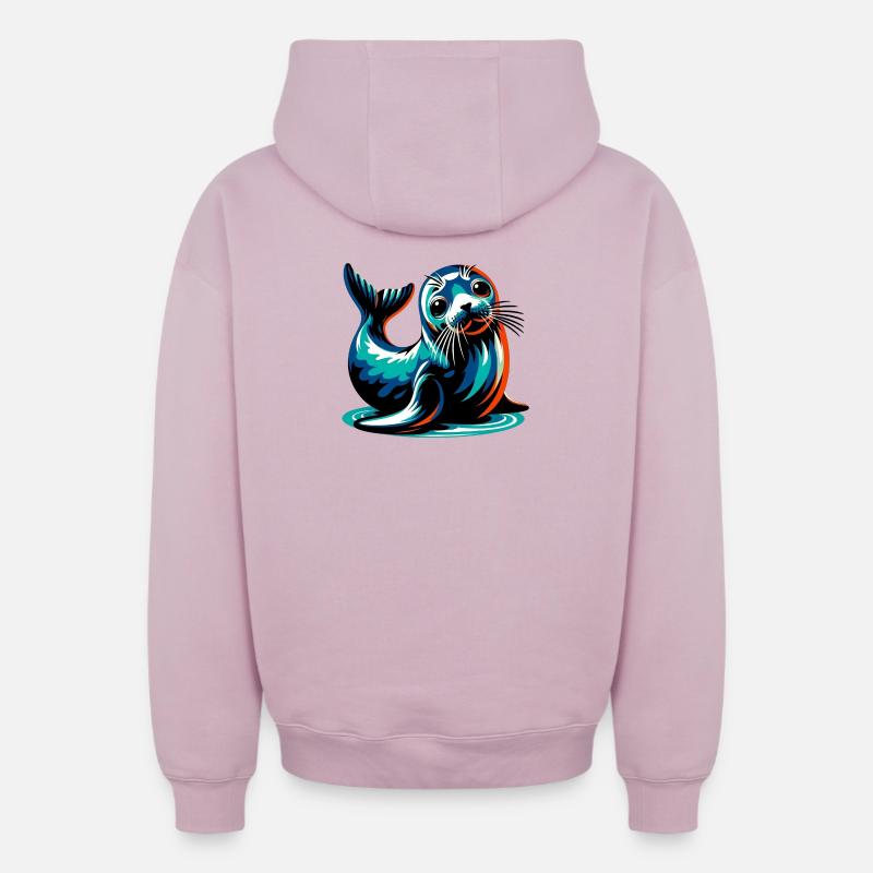 Phoque - Sweat à capuche unisexe zippé oversize épais SPREAD - rose poudré