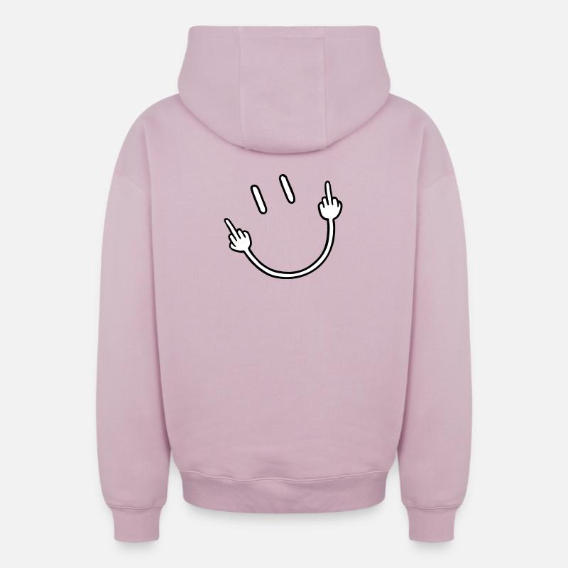 Geste du majeur - Sweat à capuche unisexe zippé oversize épais SPREAD - rose poudré