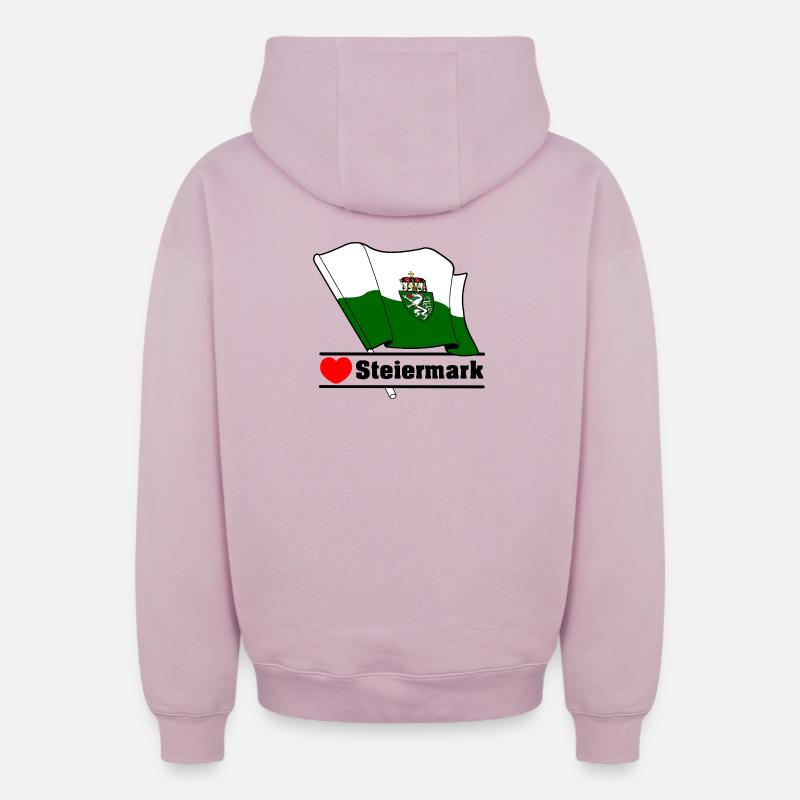 Drapeau de Styrie avec cœur - Sweat à capuche unisexe zippé oversize épais SPREAD - rose poudré