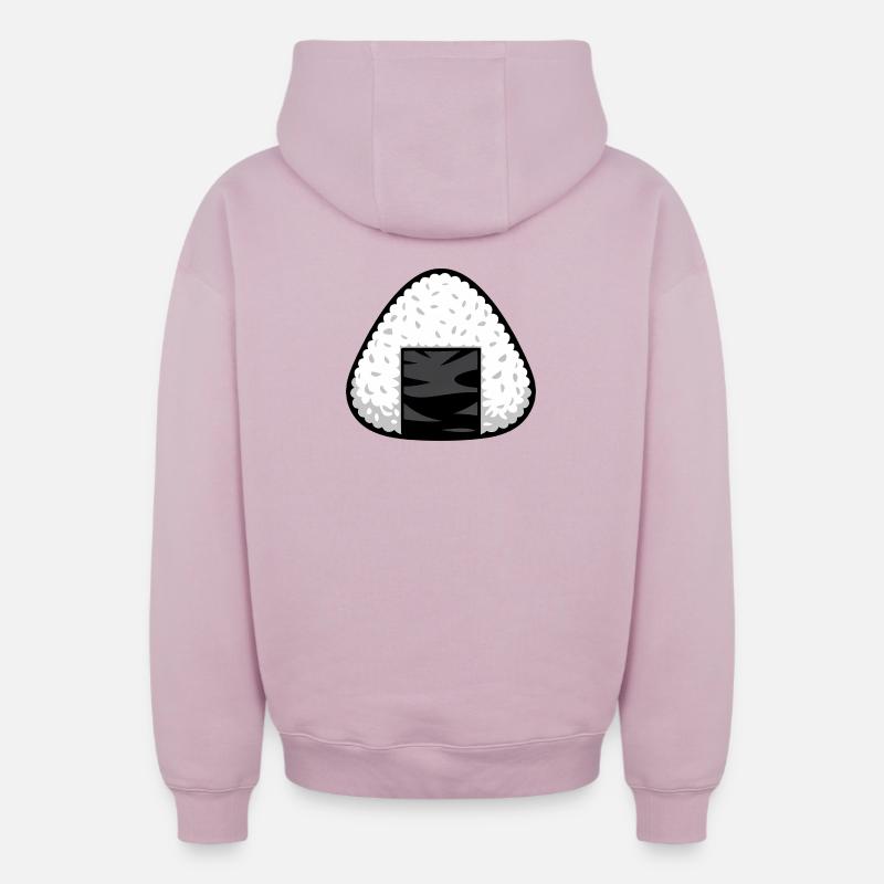Riz Onigiri - Sweat à capuche unisexe zippé oversize épais SPREAD - rose poudré