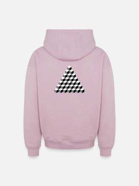 Isometric Cube Pyramid - Oversized Heavyweight Unisex Zip Hoodie - dusky pink