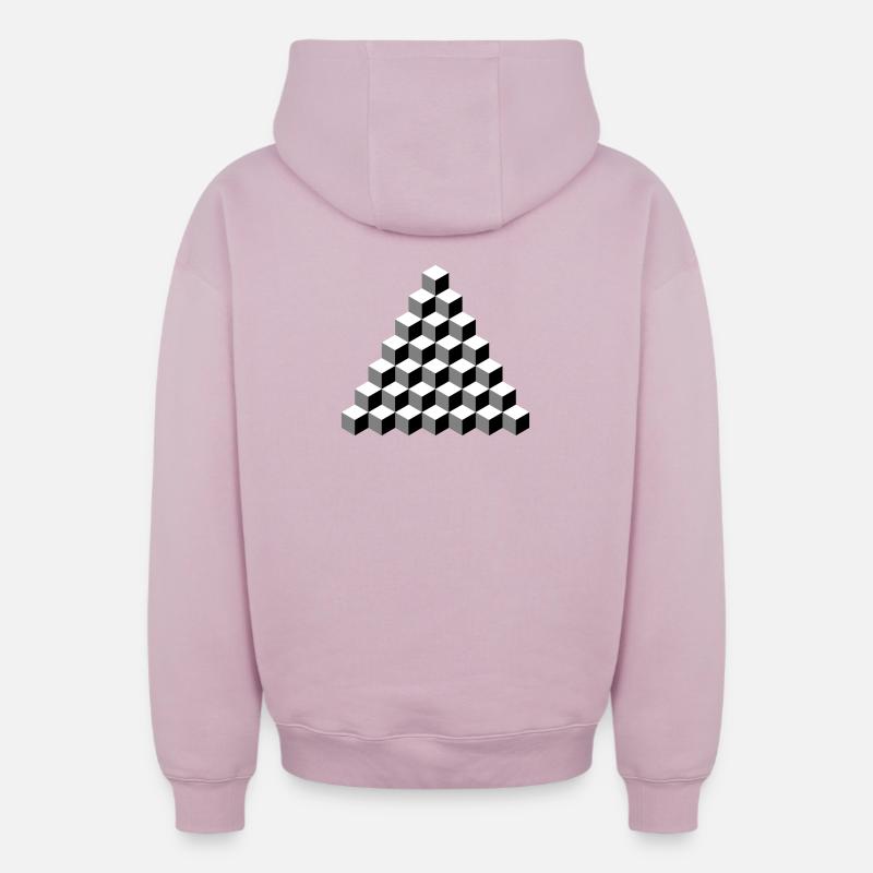 Pyramide cubique isométrique - Sweat à capuche unisexe zippé oversize épais SPREAD - rose poudré