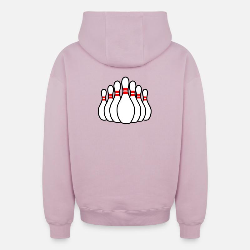 Quilles de bowling - Sweat à capuche unisexe zippé oversize épais SPREAD - rose poudré
