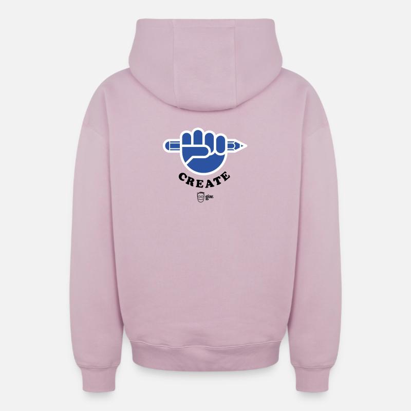 Create ! Dos - Sweat à capuche unisexe zippé oversize épais SPREAD - rose poudré