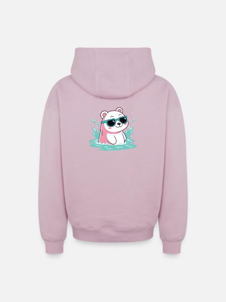 Wasser-Eisbär in kühlen Gläsern - Oversized Heavyweight Unisex Zip Hoodie - Altrosa