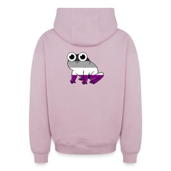 Grenouille Ace Pride - Sweat à capuche unisexe zippé oversize épais SPREAD - rose poudré - Dos - AI Model Male 178 light (178cm)