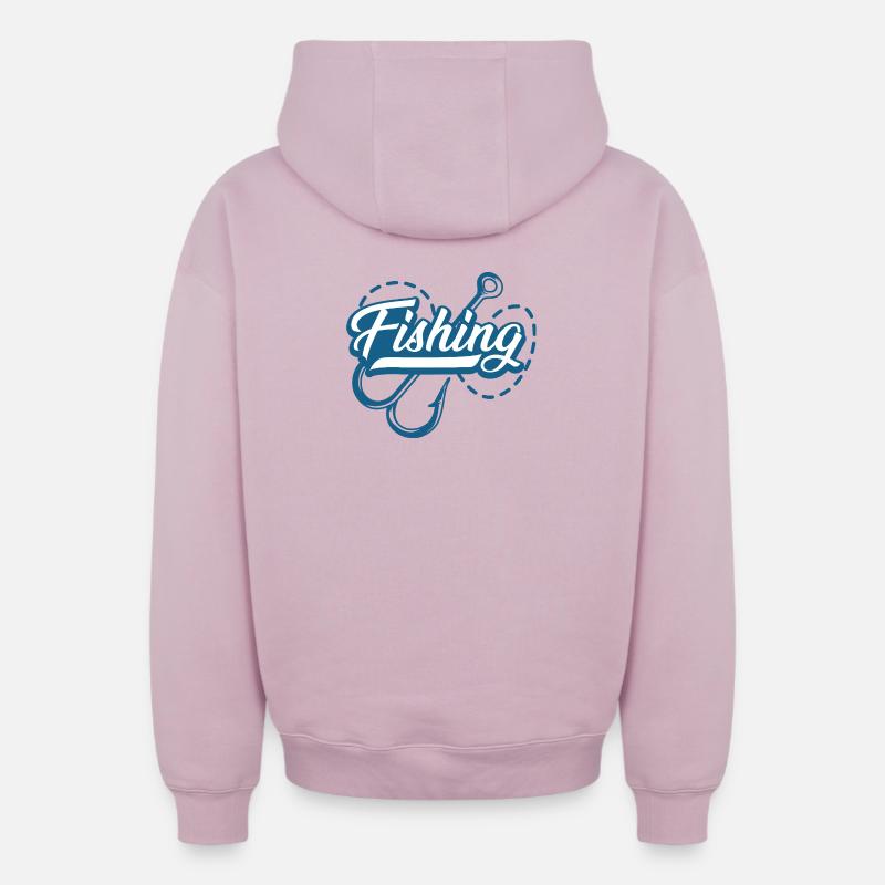 Hameçons de pêche - Sweat à capuche unisexe zippé oversize épais SPREAD - rose poudré