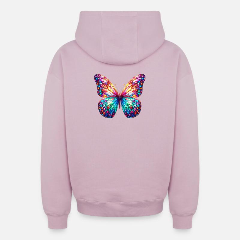 Papillon - Sweat à capuche unisexe zippé oversize épais SPREAD - rose poudré
