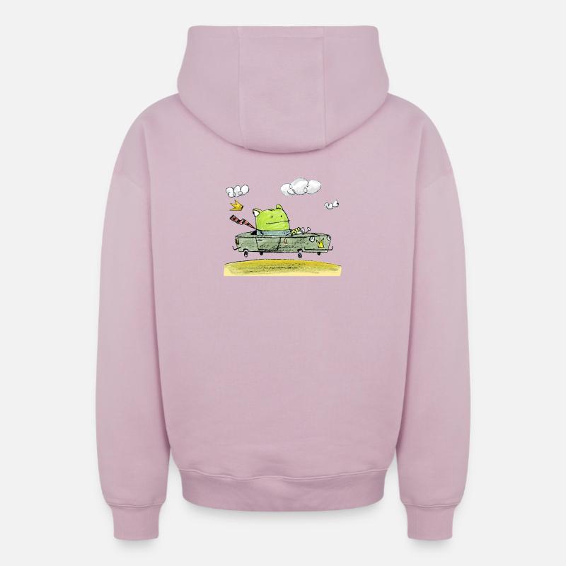 Grenouille - Sweat à capuche unisexe zippé oversize épais SPREAD - rose poudré