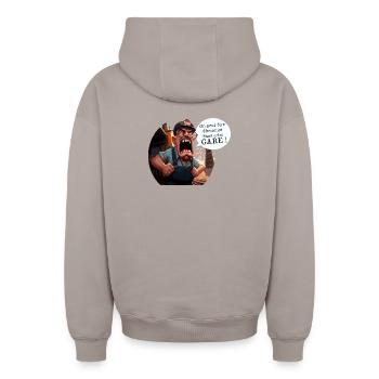 ON PEUT ÊTRE CHEMINOT SANS CRIER GARE ! (train)  - Sweat à capuche unisexe zippé oversize épais SPREAD - taupe - Dos - AI Model Male 178 light (178cm)