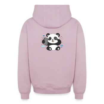 Niedlicher Panda macht Selfie – Lustiges Motiv - Oversized Heavyweight Unisex Zip Hoodie - Altrosa - Hinten - AI Model Male 178 light (178cm)