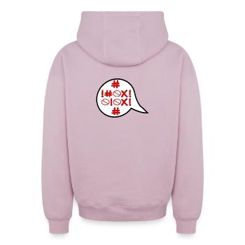 FORBIDDEN - ANGRY ANGER - EMOTIONS - Oversized Heavyweight Unisex Zip Hoodie - dusky pink - Back - AI Model Male 178 light (178cm)