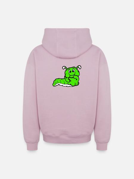 Chenille Ver Timide Amicale Curieux - Sweat à capuche unisexe zippé oversize épais SPREAD - rose poudré