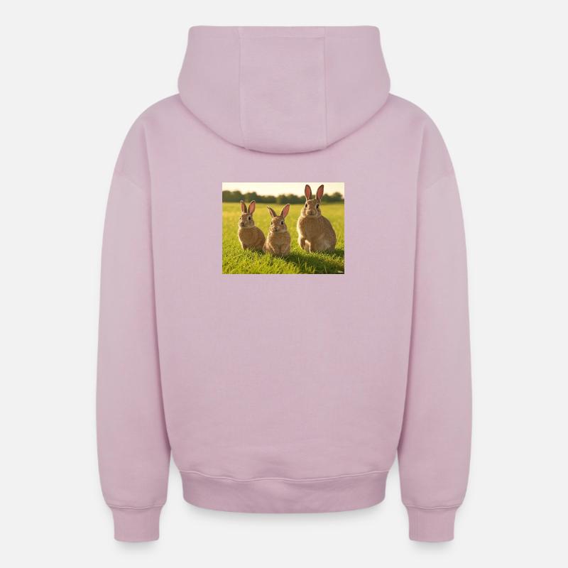 Trio du Printemps - Sweat à capuche unisexe zippé oversize épais SPREAD - rose poudré