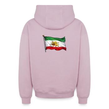 Persia Flag - Oversized Heavyweight Unisex Zip Hoodie - dusky pink - Back - AI Model Male 178 light (178cm)