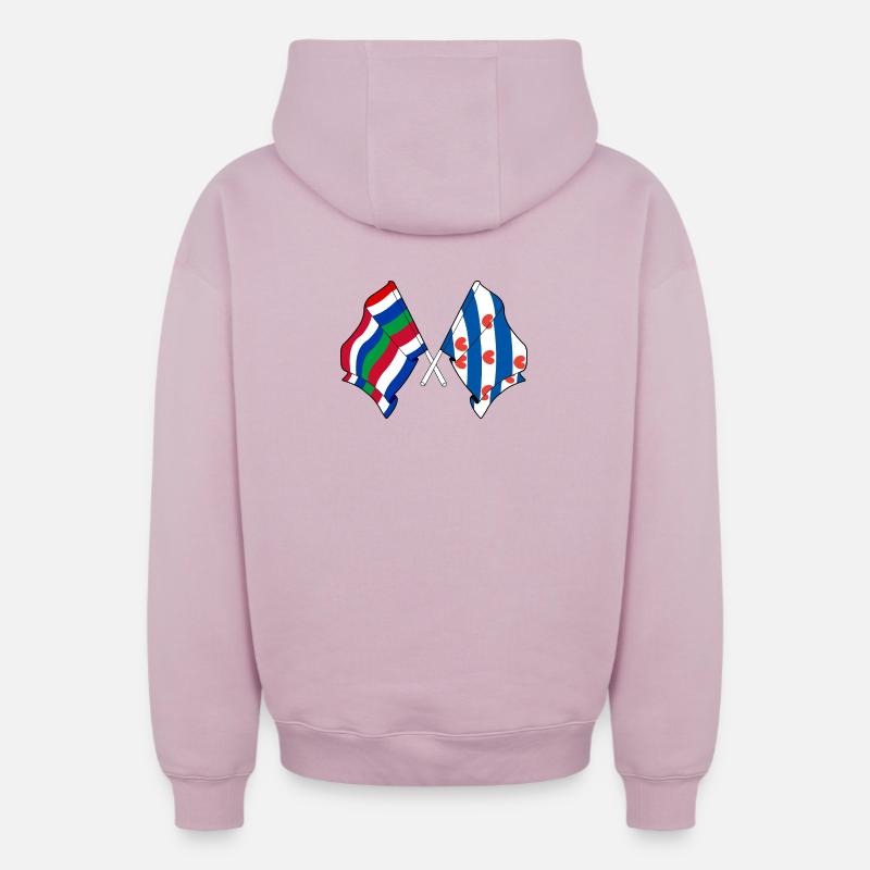 Drapeaux croisés de Schier & Friesland - Sweat à capuche unisexe zippé oversize épais SPREAD - rose poudré