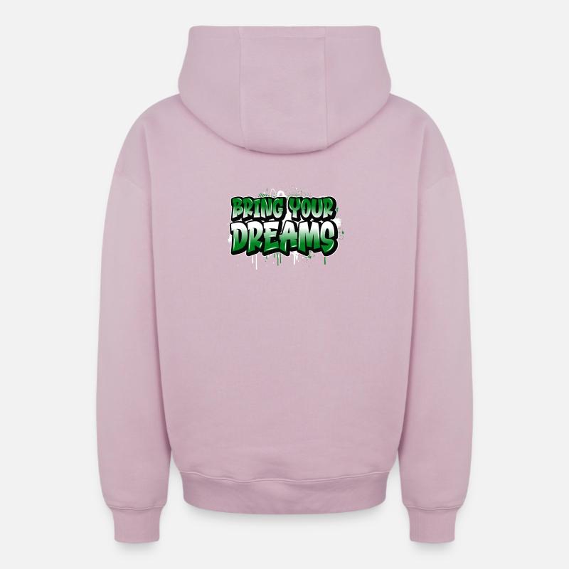 Bring Your Dreams Graffiti - Sweat à capuche unisexe zippé oversize épais SPREAD - rose poudré