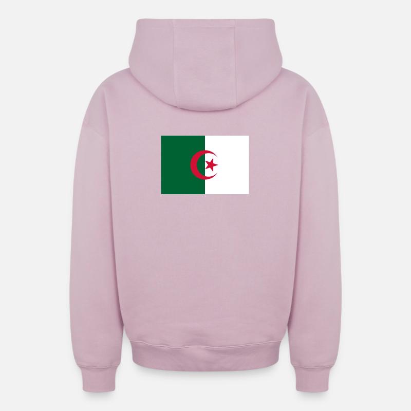 Drapeau Algérie - Sweat à capuche unisexe zippé oversize épais SPREAD - rose poudré